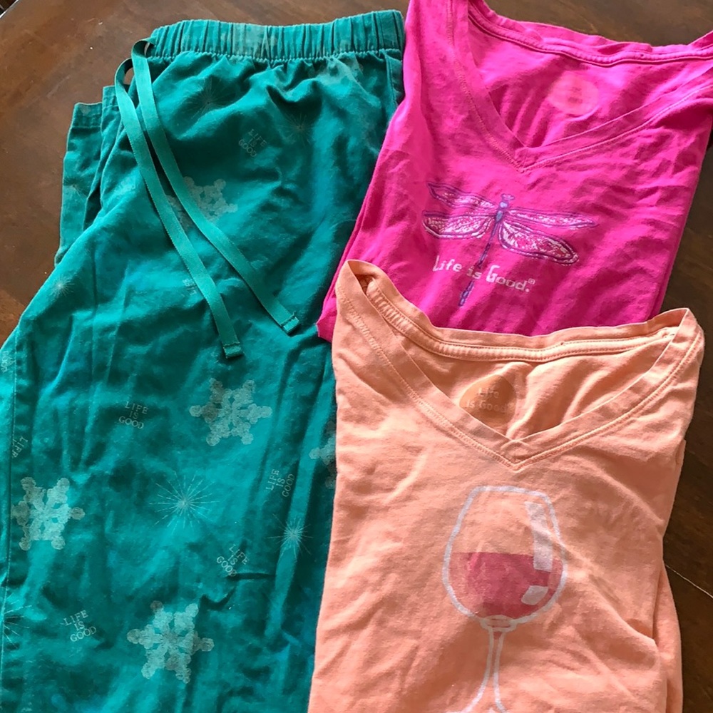 Life is Good Bundle-2 Shirt and PJ Pants! Size Small.